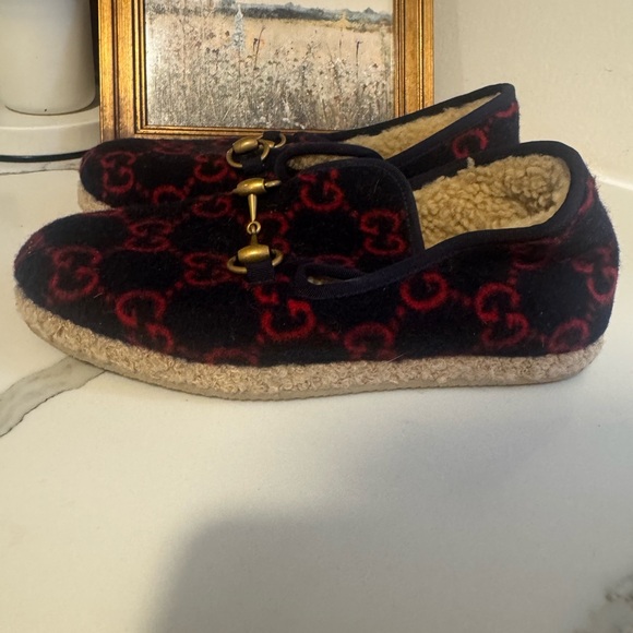 GUCCI SHOES WOMEN FRIA GG MARINO WOOL SHEARLING HORSEBIT LOAFERS-37.5 (7-7.5) - Picture 4 of 10